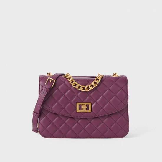 Charles Keith Chain Shoulder Bag Diamond Bag Purple